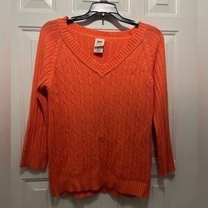 Faded Glory Women's V-Neck Sweater Vibrant Orange